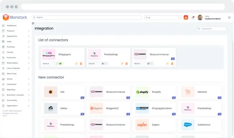 Dashboard to manage integrations